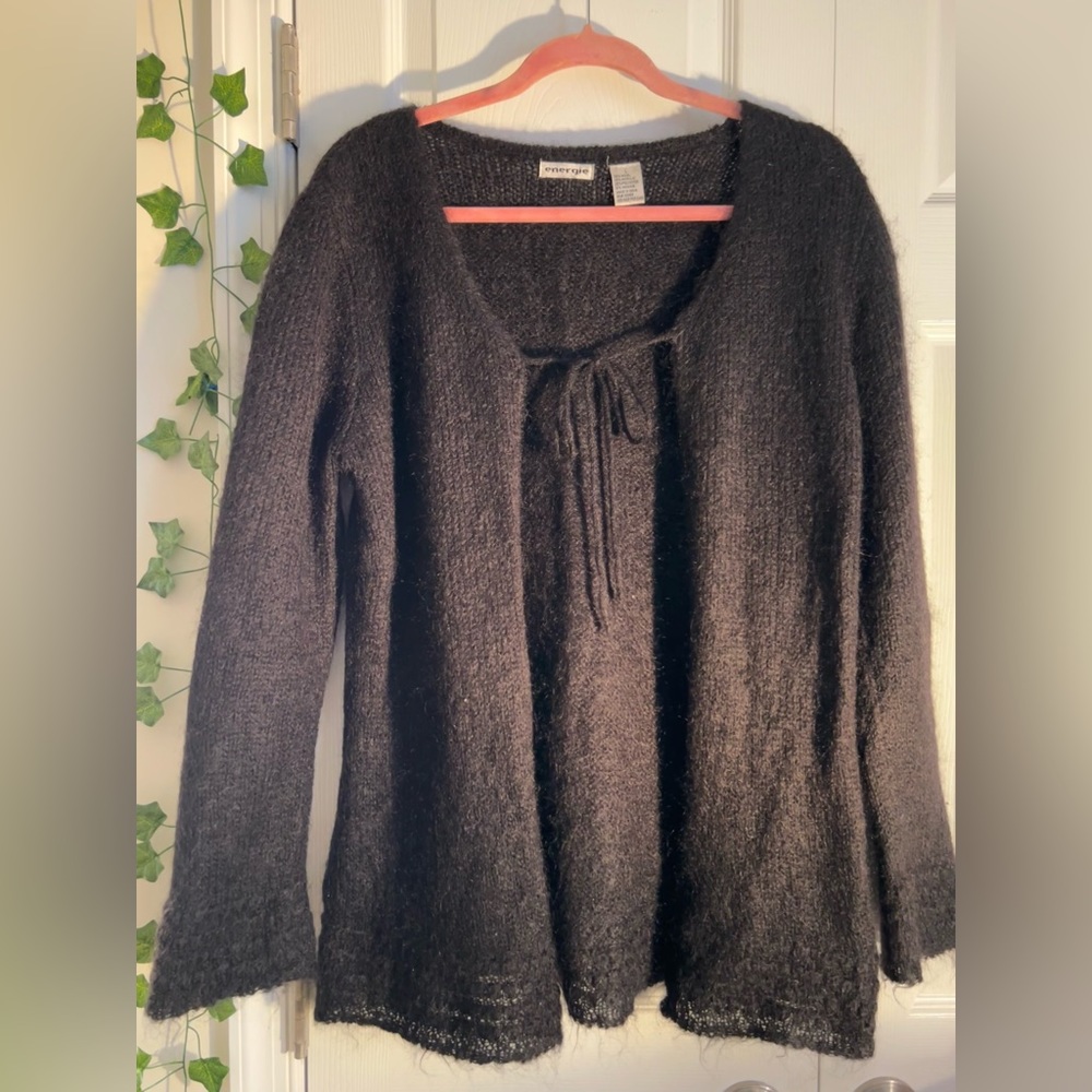 Fuzzy Black Energie Cardigan